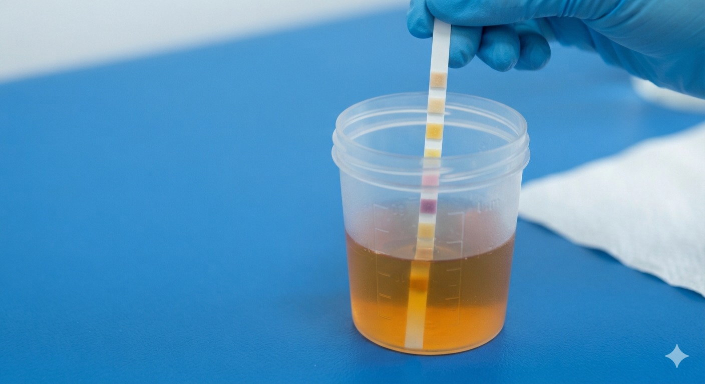 Applying urine to the test strip